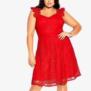 Like New City Chic Dainty Lace Dress in Lipstick XL-22w